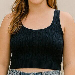 POL Indigo Cropped Cable Knit Tank – NWT fit Small to Large
